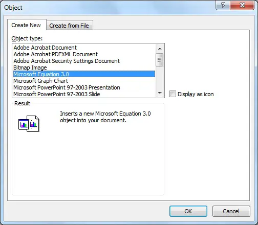 Microsoft equation 3.0 editor